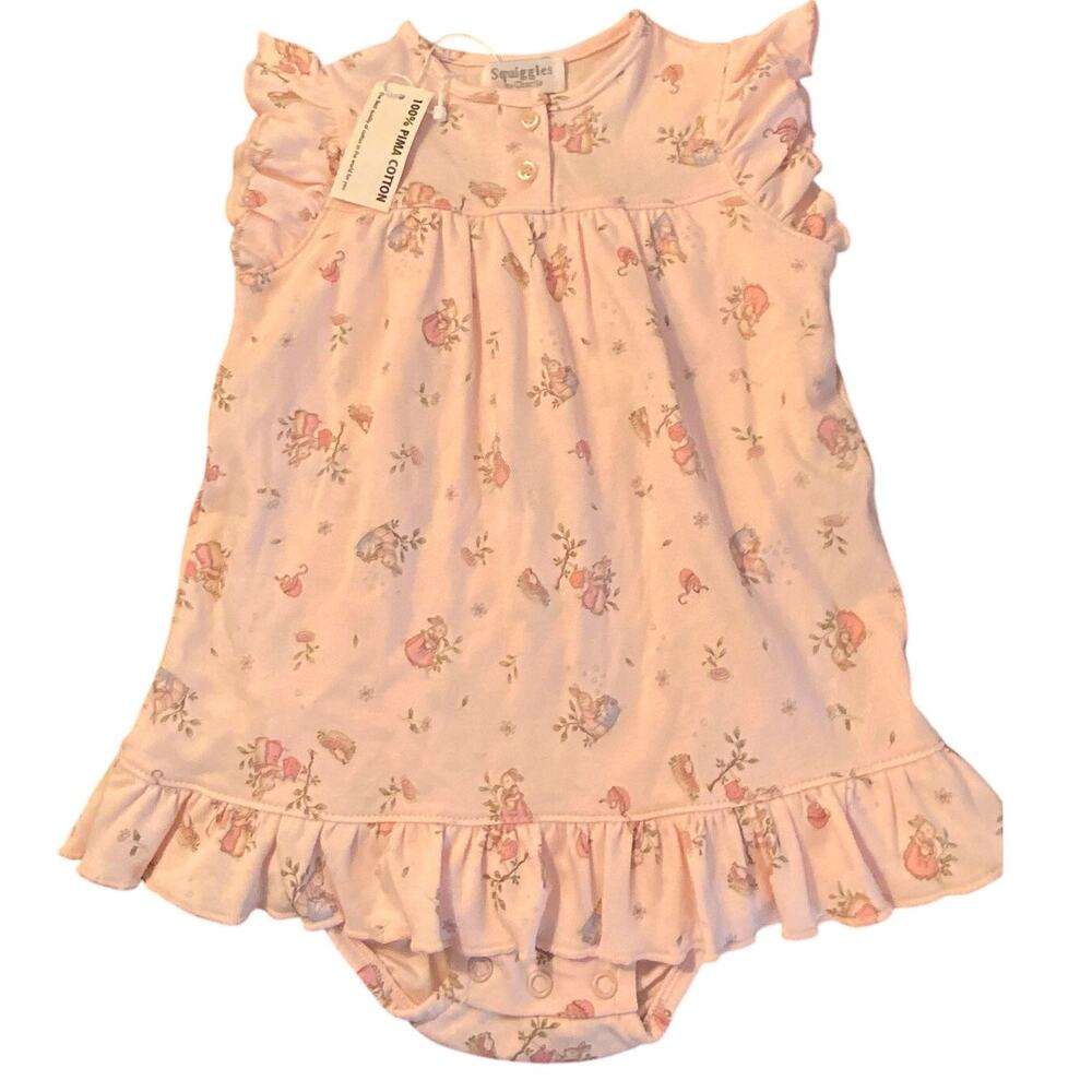 Squiggles by Charlie Pima‎ Cotton bunny One piece outfit NWT size 6/9mo